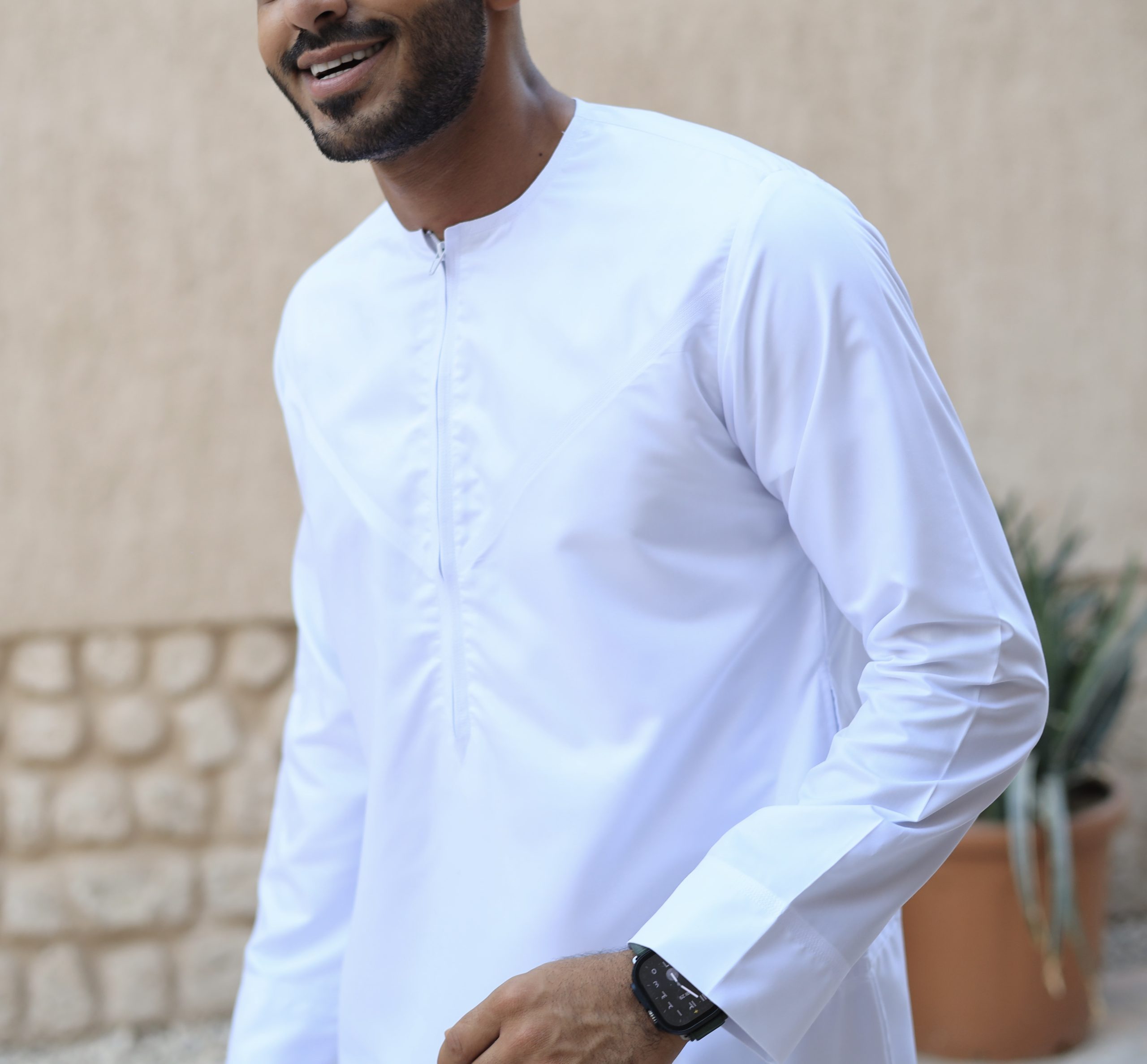White cotton thobe | Zip omani thobe for men