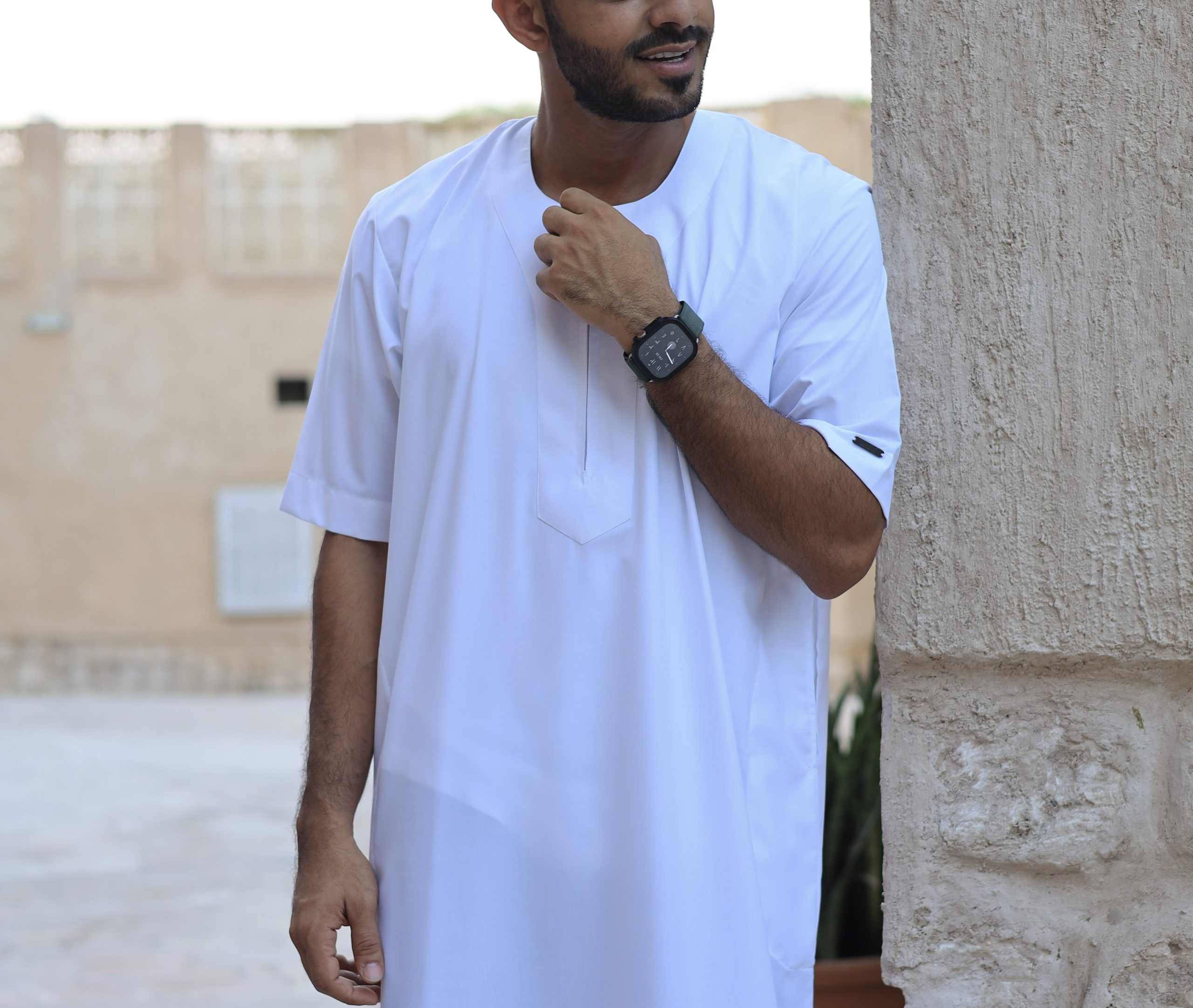 White short sleeve thobe | White thobes for men