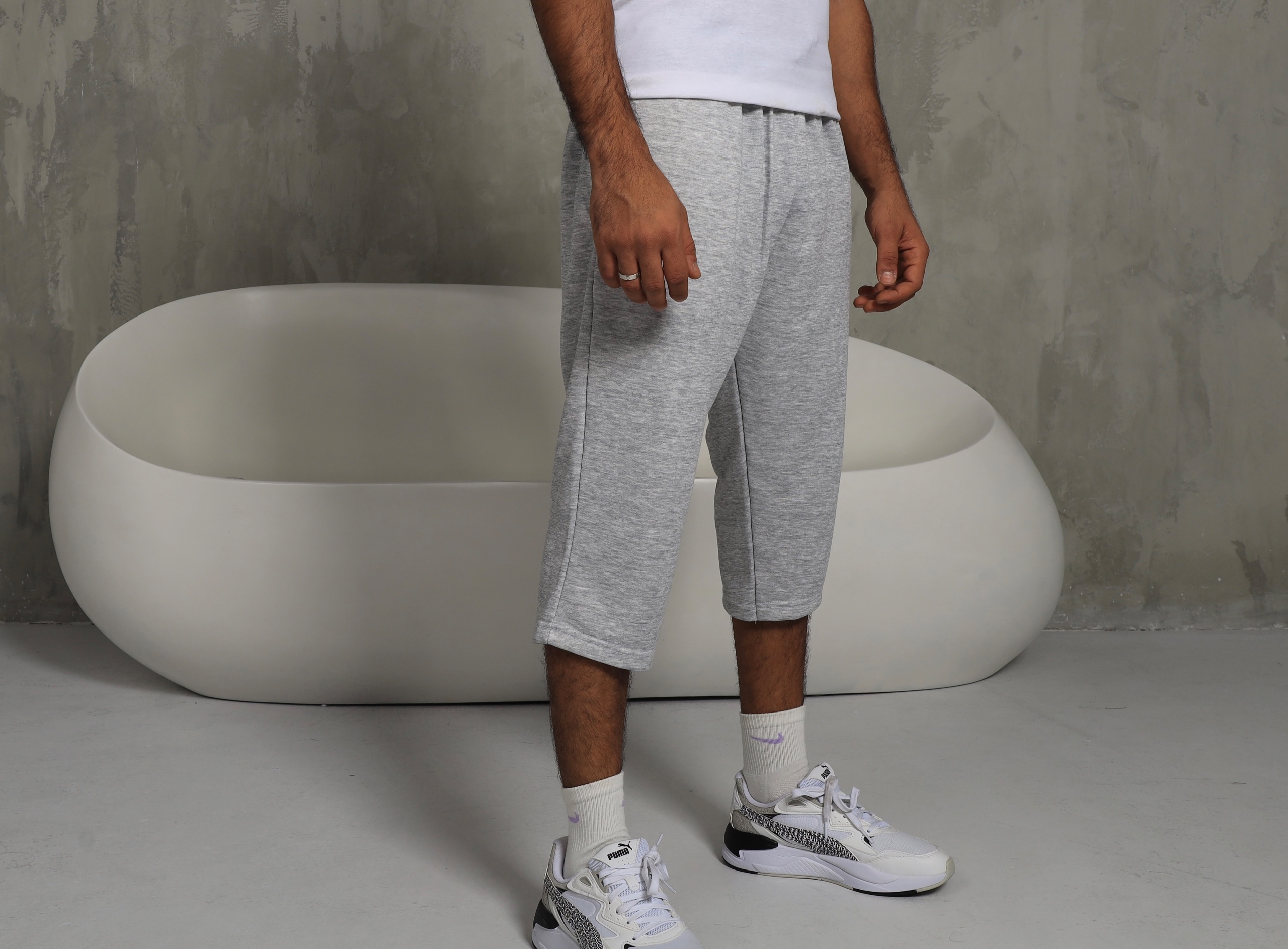 Grey 3/4 shorts for muslim men